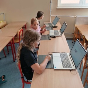 dzieci pracujące przy laptopach